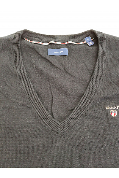 GANT Dámský černý bavlněný pulovr s výstřihem do V basic Velikost M | GANT | obrázek 4