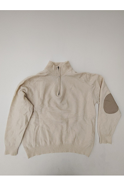 HACKETT Béžový Vlněný Pulovr Se Stojáčkem Na Zip Vel. XXL