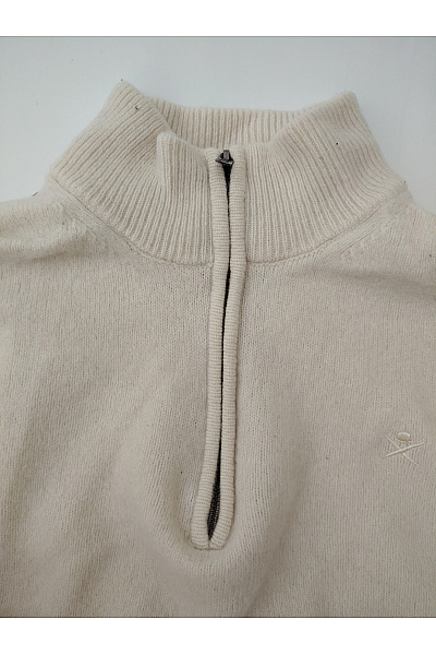 HACKETT Béžový vlněný pulovr se stojáčkem na zip Vel. XXL | HACKETT | obrázek 5