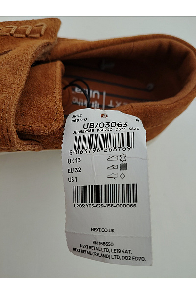 Next Dětské hnědé semišové slip-on polobotky na suchý zip Vel. UK 13 | Next | obrázek 12