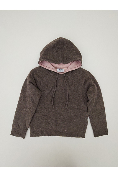 REPEAT Cashmere Dámská Hnědá Kašmírová Mikina S Kapucí Přes Hlavu Velikost M