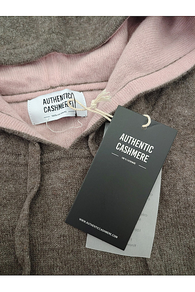 REPEAT cashmere Dámská hnědá kašmírová mikina s kapucí přes hlavu Velikost M | REPEAT cashmere | obrázek 5