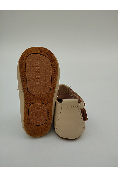 mikk-line Béžové dětské kotníkové barefoot boty s výřezy na suchý zip Velikost EU 23-24 | mikk-line | obrázek 4