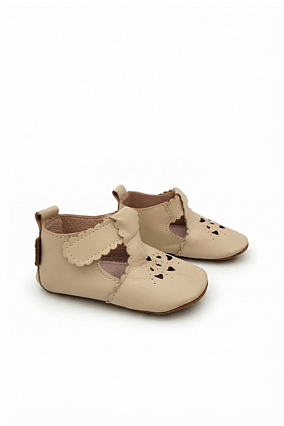 Mikk-line Béžové Dětské Kotníkové Barefoot Boty S Výřezy Na Suchý Zip Velikost EU 23-24