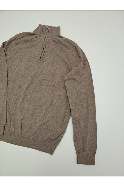 ZUITABLE Pánský hnědý pletený pulovr se stojáčkem na zip basic Vel. M | ZUITABLE | obrázek 2
