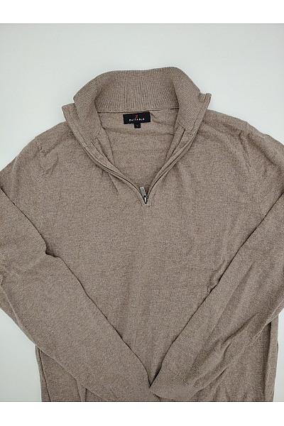 ZUITABLE Pánský hnědý pletený pulovr se stojáčkem na zip basic Vel. M | ZUITABLE | obrázek 3