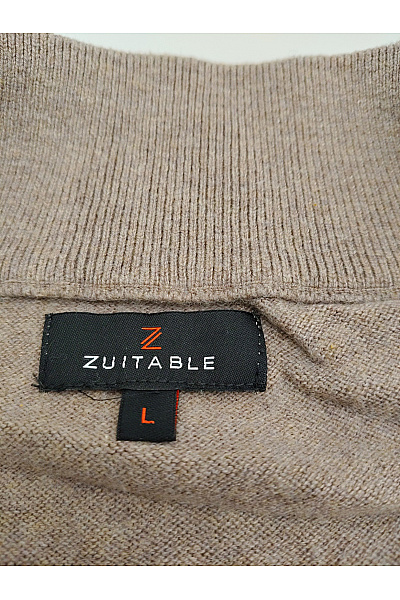 ZUITABLE Pánský hnědý pletený pulovr se stojáčkem na zip basic Vel. M | ZUITABLE | obrázek 4