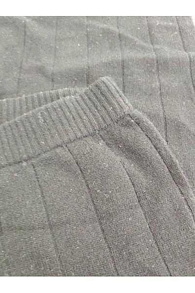 MAX TONSO CASHMERE Černé vlněné široké pletené kalhoty s vysokým pasem Velikost S | MAX TONSO CASHMERE | obrázek 4