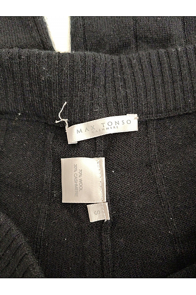 MAX TONSO CASHMERE Černé vlněné široké pletené kalhoty s vysokým pasem Velikost S | MAX TONSO CASHMERE | obrázek 5