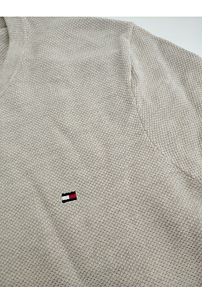 TOMMY HILFIGER Béžový pletený bavlněný pulovr basic Vel. M | TOMMY HILFIGER | obrázek 4