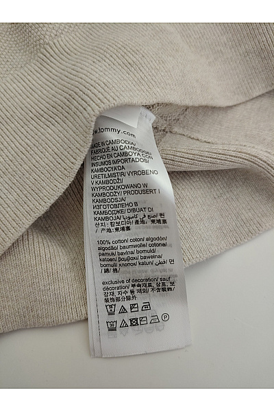 TOMMY HILFIGER Béžový pletený bavlněný pulovr basic Vel. M | TOMMY HILFIGER | obrázek 7