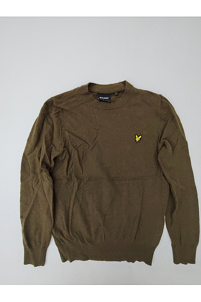 Lyle & Scott Pánský Khaki Bavlněný Pulovr Basic Velikost M