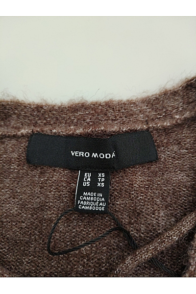 VERO MODA Hnědý zavinovací pletený crop svetřík do véčka Velikost EU XS | VERO MODA | obrázek 5