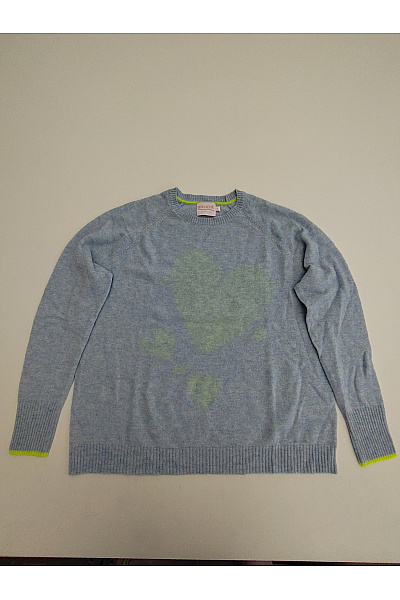 Brodie Cashmere Dámský Kašmírový Pulovr Se Srdcem Modrý Vel. M