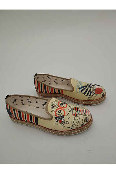 Goby Béžové espadrilky s potiskem dívky letní nazouvací Vel. EU 41 | goby | obrázek 2
