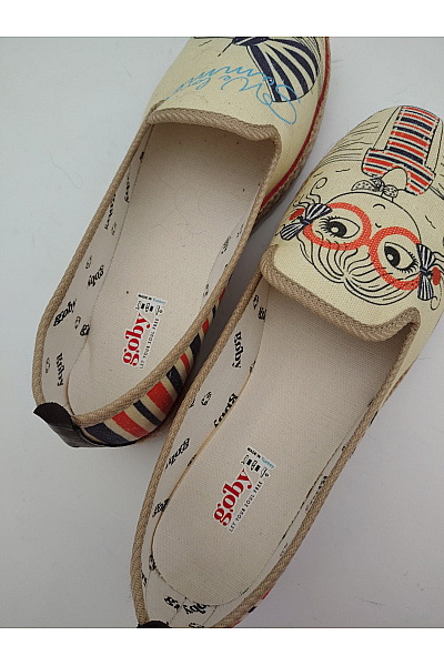 Goby Béžové espadrilky s potiskem dívky letní nazouvací Vel. EU 41 | goby | obrázek 6