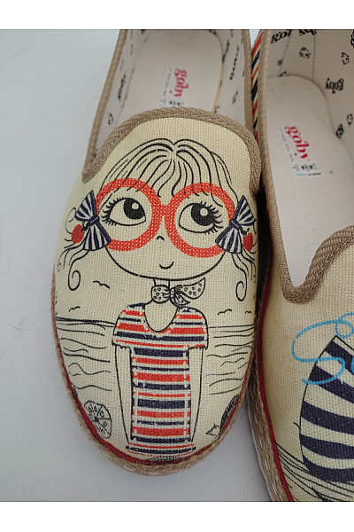 Goby Béžové espadrilky s potiskem dívky letní nazouvací Vel. EU 41 | goby | obrázek 7