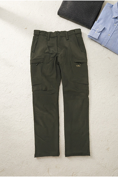 CMP Pánské Khaki Cargo Kalhoty Outdoorové Turistické S Kapsami Na Stehnech Vel. EU 52