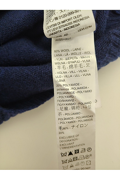 LEVIS Modrý vlněný pletený pulovr přes hlavu basic Vel. M | LEVIS | obrázek 7