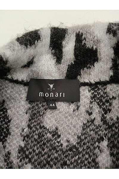 monari Černobílý vzorovaný pletený pulovr se zvířecím vzorem Vel. EU 44 | monari | obrázek 4