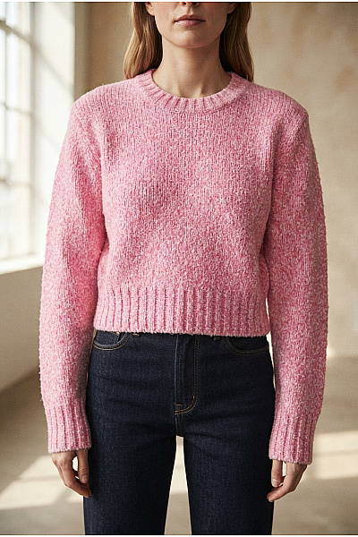 Hugo Boss Růžový Pletený Crop Pulovr Velikost L