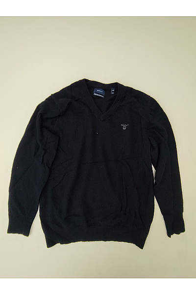 GANT Černý Vlněný Pulovr S Výstřihem Do V Basic Velikost US 2XL