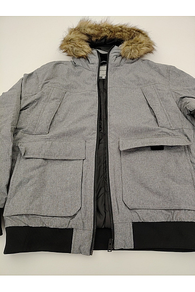 JACK & JONES Šedá pánská zimní bunda bomber s kapucí a kožešinou Vel. M | JACK & JONES | obrázek 4