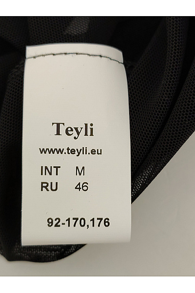 TEYLI Černé síťované tričko s dlouhým rukávem a kulatým výstřihem Vel. EU M | TEYLI | obrázek 3