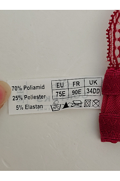 GORTEKS Červená krajková braletová podprsenka s ozdobnými ramínky za krk Velikost EU 75E | GORTEKS | obrázek 11