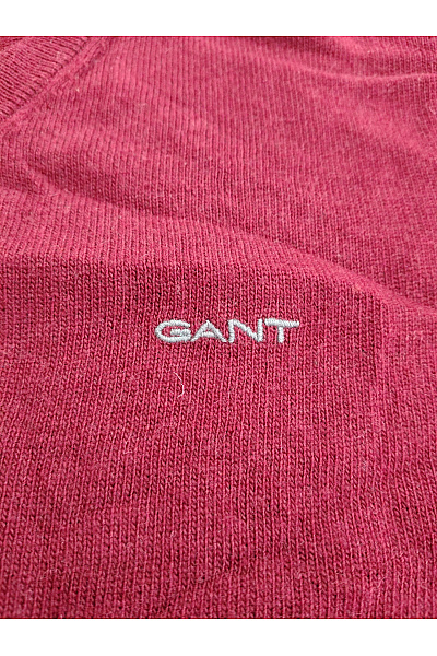 GANT Červený vlněný pánský pulovr do véčka basic Velikost L | GANT | obrázek 4