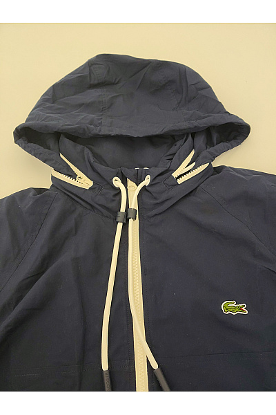 LACOSTE Modrá pánská větrová bunda s kapucí se zipem Vel. M | LACOSTE | obrázek 5