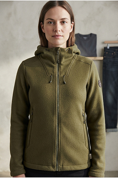 MALOJA Dámská Khaki Fleecová Bunda S Kapucí Se Zipem Vel. XL