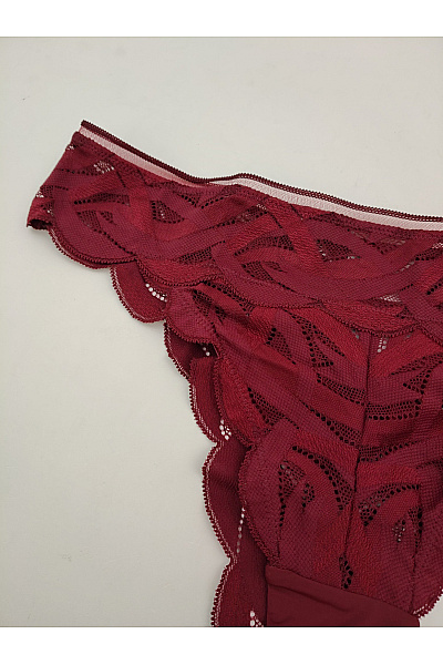 Lasca Luxusní krajkové kalhotky tanga vínové Vel. EU 36/38 | Lasca | obrázek 4
