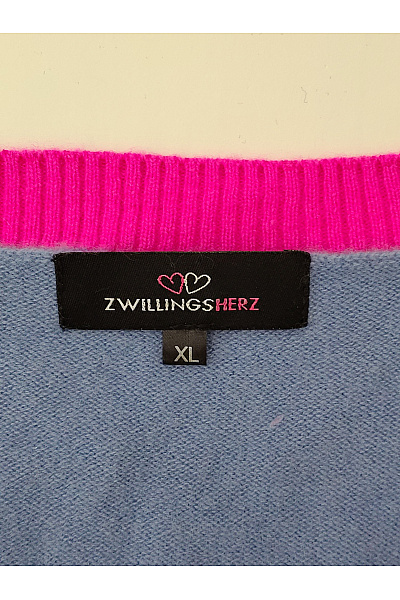 Zwillingsherz Modrý kašmírový pulovr s výstřihem do V Velikost XL | Zwillingsherz | obrázek 4