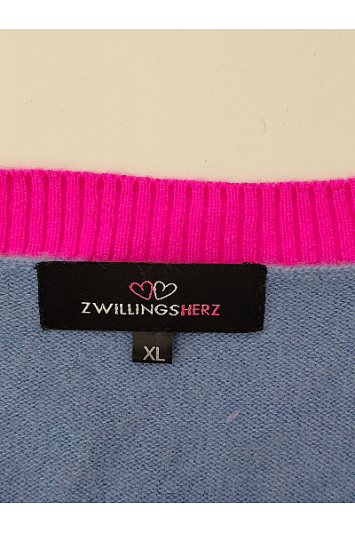Zwillingsherz Modrý kašmírový pulovr s výstřihem do V Velikost XL | Zwillingsherz | obrázek 5