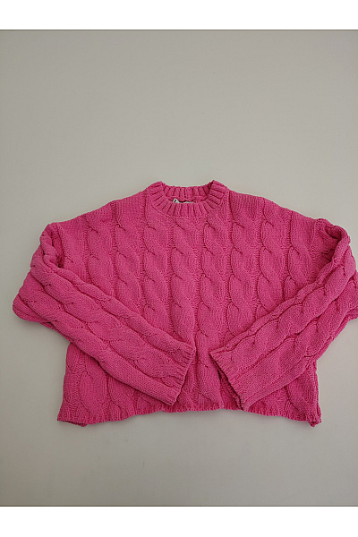 TOMMY HILFIGER Dámský růžový crop pulovr s copánkovým vzorem Velikost XL | TOMMY HILFIGER | obrázek 2