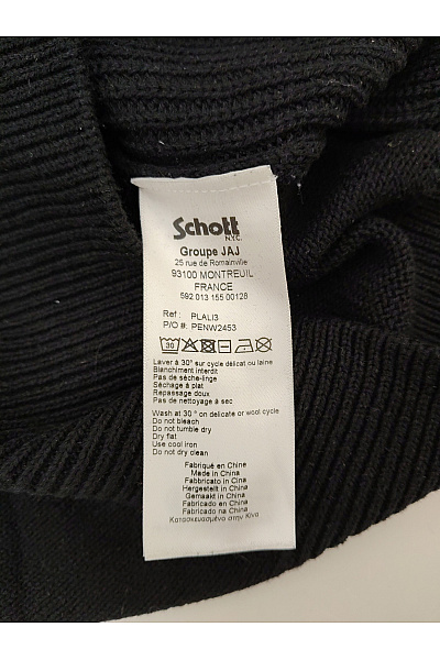 Schott Pánský černý pletený žebrovaný svetr na zip se stojáčkem Velikost US S | Schott | obrázek 6