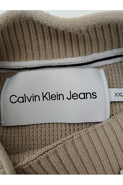 Calvin Klein Béžový pletený pulovr se stojáčkem basic Vel. XXL | Calvin Klein | obrázek 5