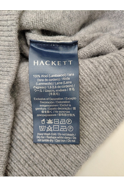 HACKETT Šedý vlněný pulovr s kulatým výstřihem basic Vel. M | HACKETT | obrázek 5