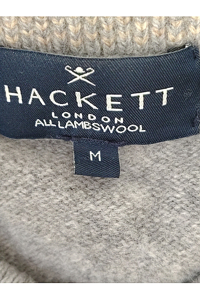 HACKETT Šedý vlněný pulovr s kulatým výstřihem basic Vel. M | HACKETT | obrázek 6