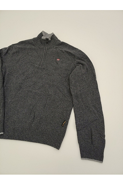 NAPAPIJRI Šedý vlněný pulovr se stojáčkem na zip Vel. XL | NAPAPIJRI | obrázek 2