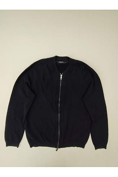 MAERZ Pánský černý Vlněný Merino Cardigan Na Zip Vel. EU 48