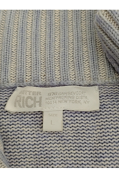 BETTER RICH Pánský modrý vlněný pulovr se stojáčkem na zip Velikost US L | BETTER RICH | obrázek 6