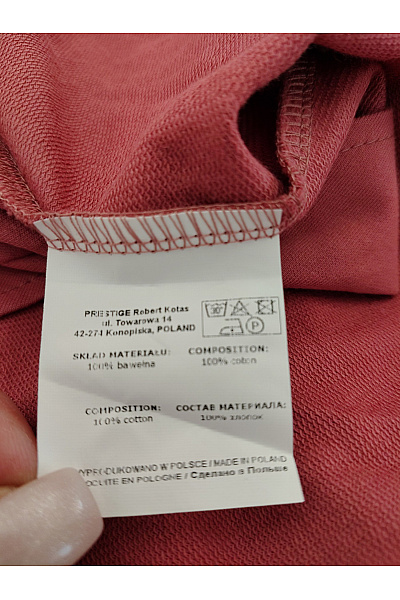 MOE Červené bavlněné tričko s dlouhým rukávem asymetrické prodlouženým zadním dílem Vel. L/XL | MOE | obrázek 7