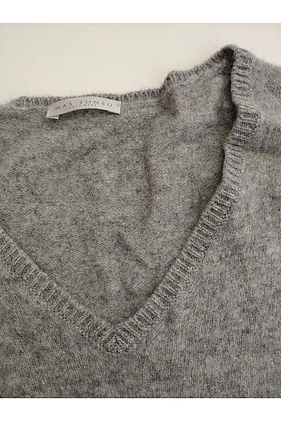 MAX TONSO CASHMERE Šedý kašmírový pulovr do véčka basic Velikost XS | MAX TONSO CASHMERE | obrázek 4