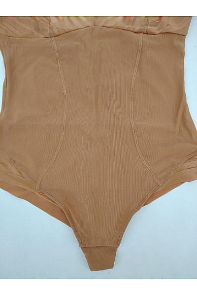 BYE BRA Dámské hnědé tvarující body s pruhovaným detailem Velikost XL | BYE BRA | obrázek 3