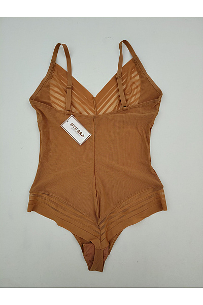 BYE BRA Dámské hnědé tvarující body s pruhovaným detailem Velikost XL | BYE BRA | obrázek 6