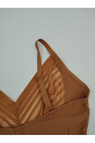 BYE BRA Dámské hnědé tvarující body s pruhovaným detailem Velikost XL | BYE BRA | obrázek 8