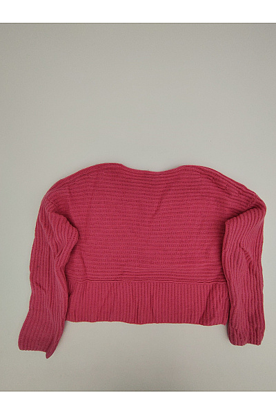 CC FASHION Růžový vlněný crop pulovr se spadlými rameny Velikost S | CC FASHION | obrázek 7