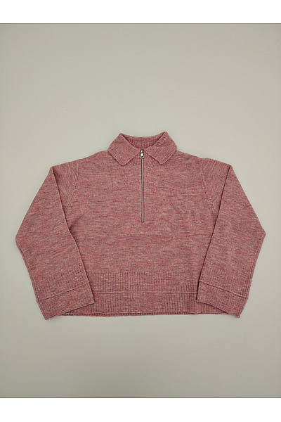 TOM TAILOR Růžový pletený crop pulovr s límečkem na zip | TOM TAILOR | obrázek 2